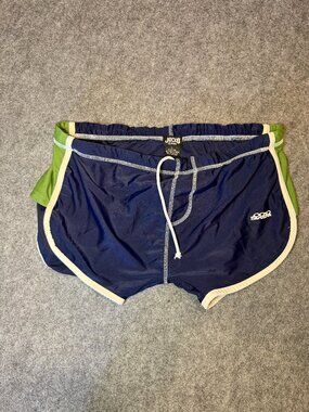 ocko Swim Men Trunk Shorts Size Large Vintage Navy Green Rare Swimwear